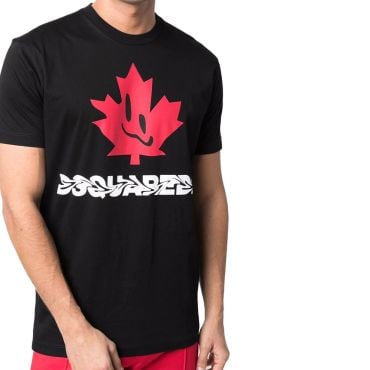 Dsquared2 Men's T-Shirt Smile Logo Print Black