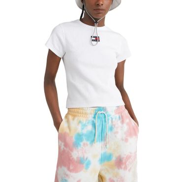 חולצת טישרט טומי הילפיגר קצרה לוגו דגל נשים