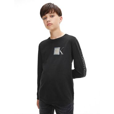 חולצת טישרט קלווין קליין ארוכה Distorted Techni ילדים ונוער