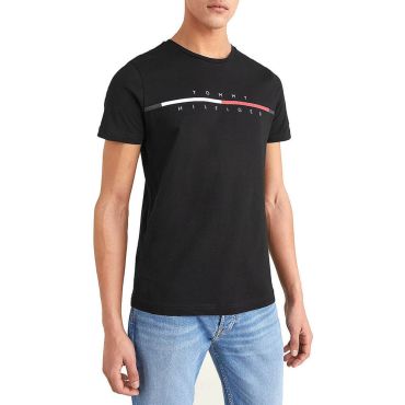 חולצת טישרט טומי הילפיגר קצרה Signature Split Logo גברים