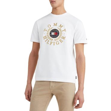 חולצת טישרט טומי הילפיגר קצרה עידול לוגו גברים