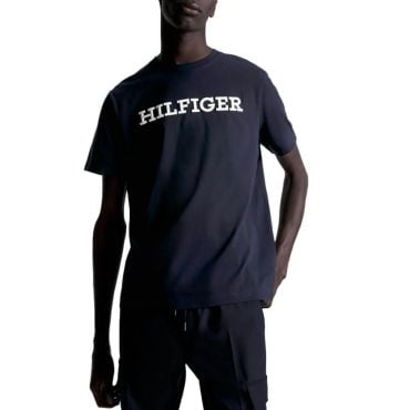 חולצת טישירט קצרה עם לוגו רקום טומי הילפיגר גברים