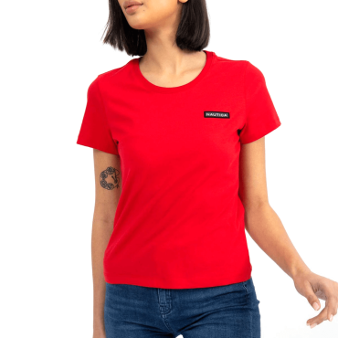 חולצת טישירט קצרה נאוטיקה כיתוב לוגו נשים