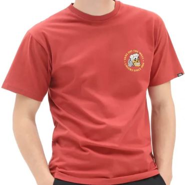 חולצת טישירט קצרה ואנס לגברים דגם VA7PKLSQ6 צבע אדום מידה XL